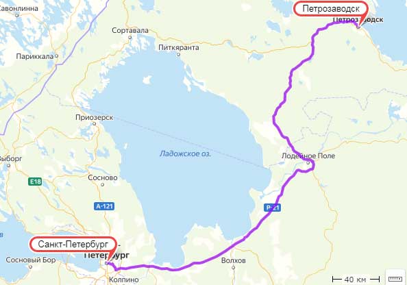 Расстояние от Петрозаводска до Санкт-Петербурга на машине: сколько ехать